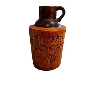 VTG The Hungry Farmer Restaurant Jug Pottery Signed By Marie Devlin